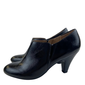 NEW! Naturalizer Leather Heeled Ankle Booties 3-Inch Heel Zip Closure Black 8M